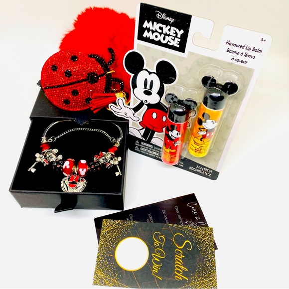 Disney Collectors Edition Micky Mouse Charm Bracelet w/Matching Chapstick Set - Picture 3 of 4
